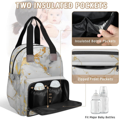 Colourful Leaves Diaper Bag Backpack for Travel, Waterproof Diaper Bag with Insulated Bottle Pockets & USB Port, Large Capacity Baby Bag for Moms & Dads