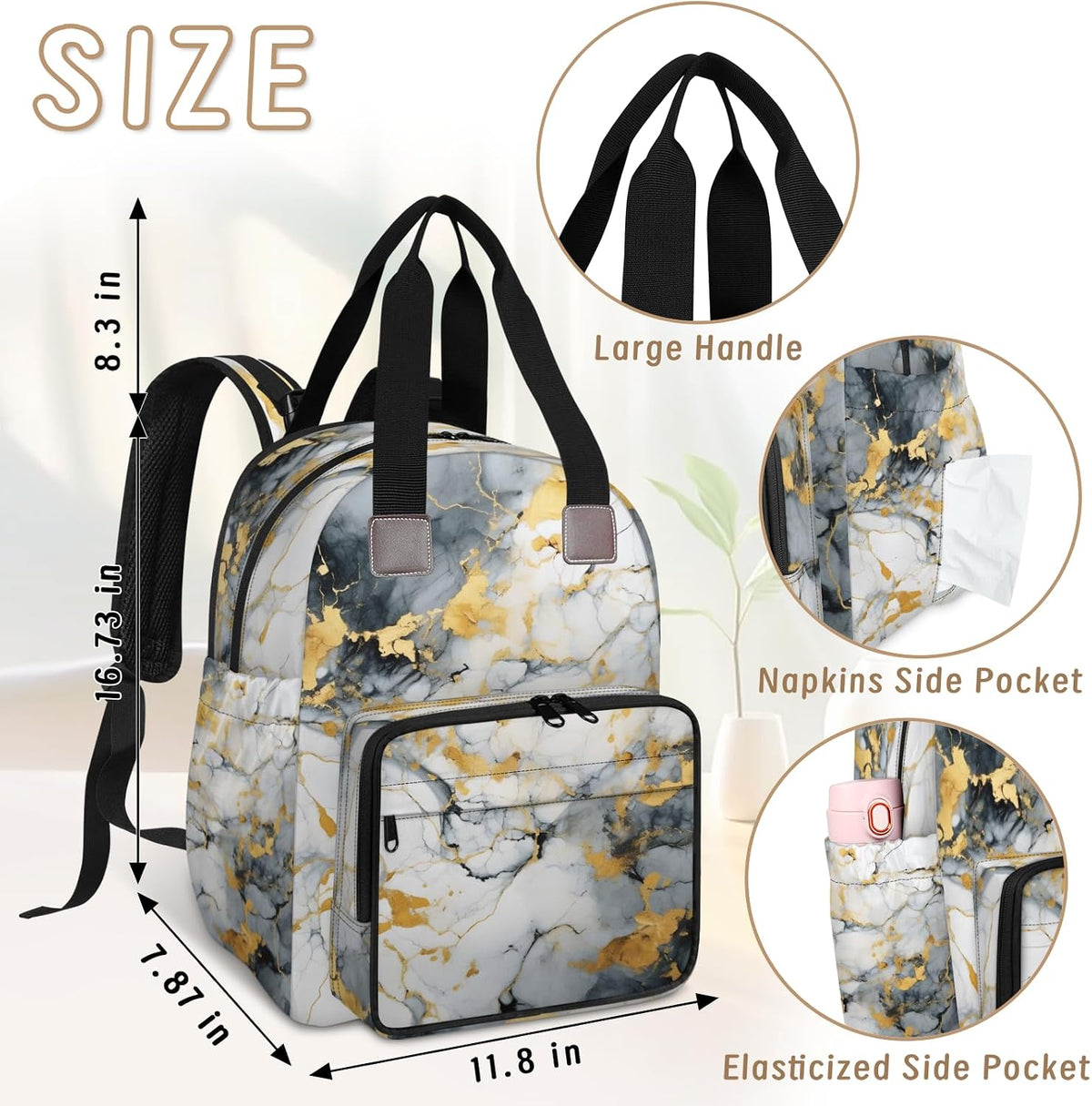 Colourful Leaves Diaper Bag Backpack for Travel, Waterproof Diaper Bag with Insulated Bottle Pockets & USB Port, Large Capacity Baby Bag for Moms & Dads