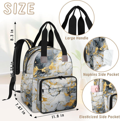 Colourful Leaves Diaper Bag Backpack for Travel, Waterproof Diaper Bag with Insulated Bottle Pockets & USB Port, Large Capacity Baby Bag for Moms & Dads