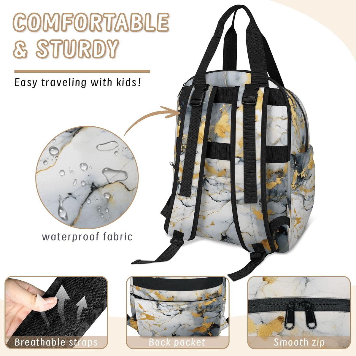 Colourful Leaves Diaper Bag Backpack for Travel, Waterproof Diaper Bag with Insulated Bottle Pockets & USB Port, Large Capacity Baby Bag for Moms & Dads