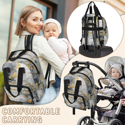 Colourful Leaves Diaper Bag Backpack for Travel, Waterproof Diaper Bag with Insulated Bottle Pockets & USB Port, Large Capacity Baby Bag for Moms & Dads