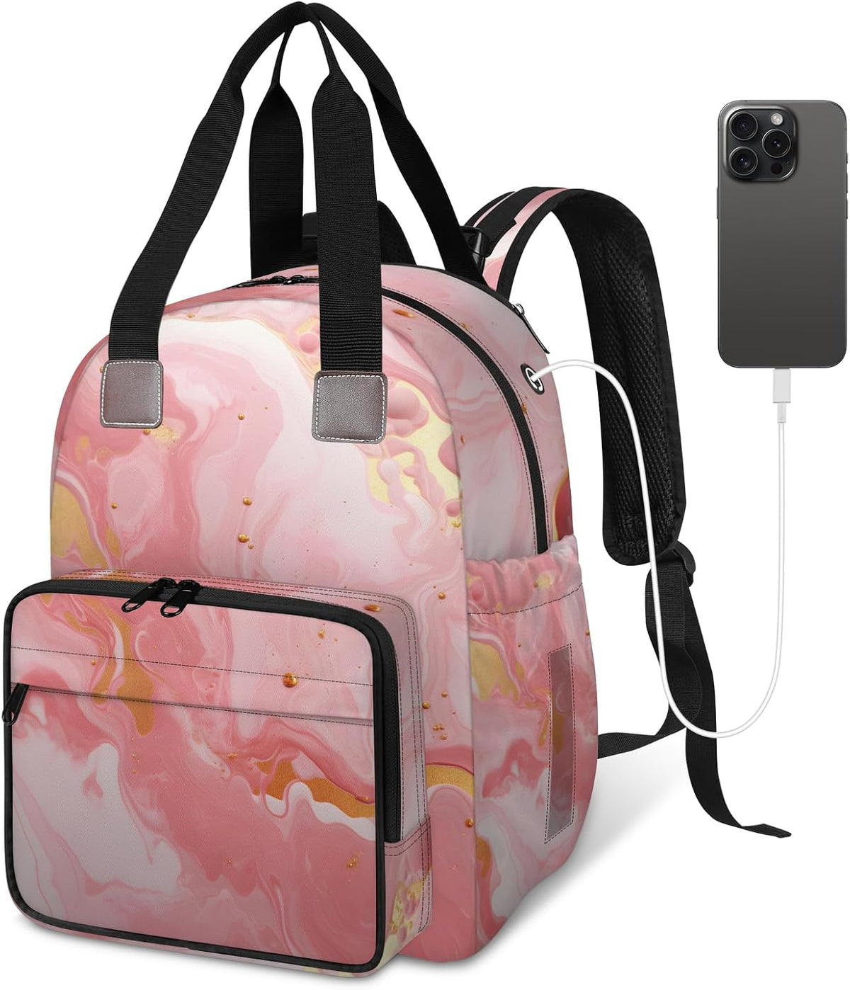 Colourful Leaves Diaper Bag Backpack for Travel, Waterproof Diaper Bag with Insulated Bottle Pockets & USB Port, Large Capacity Baby Bag for Moms & Dads