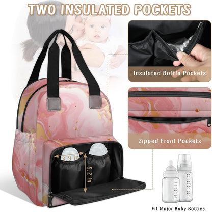 Colourful Leaves Diaper Bag Backpack for Travel, Waterproof Diaper Bag with Insulated Bottle Pockets & USB Port, Large Capacity Baby Bag for Moms & Dads