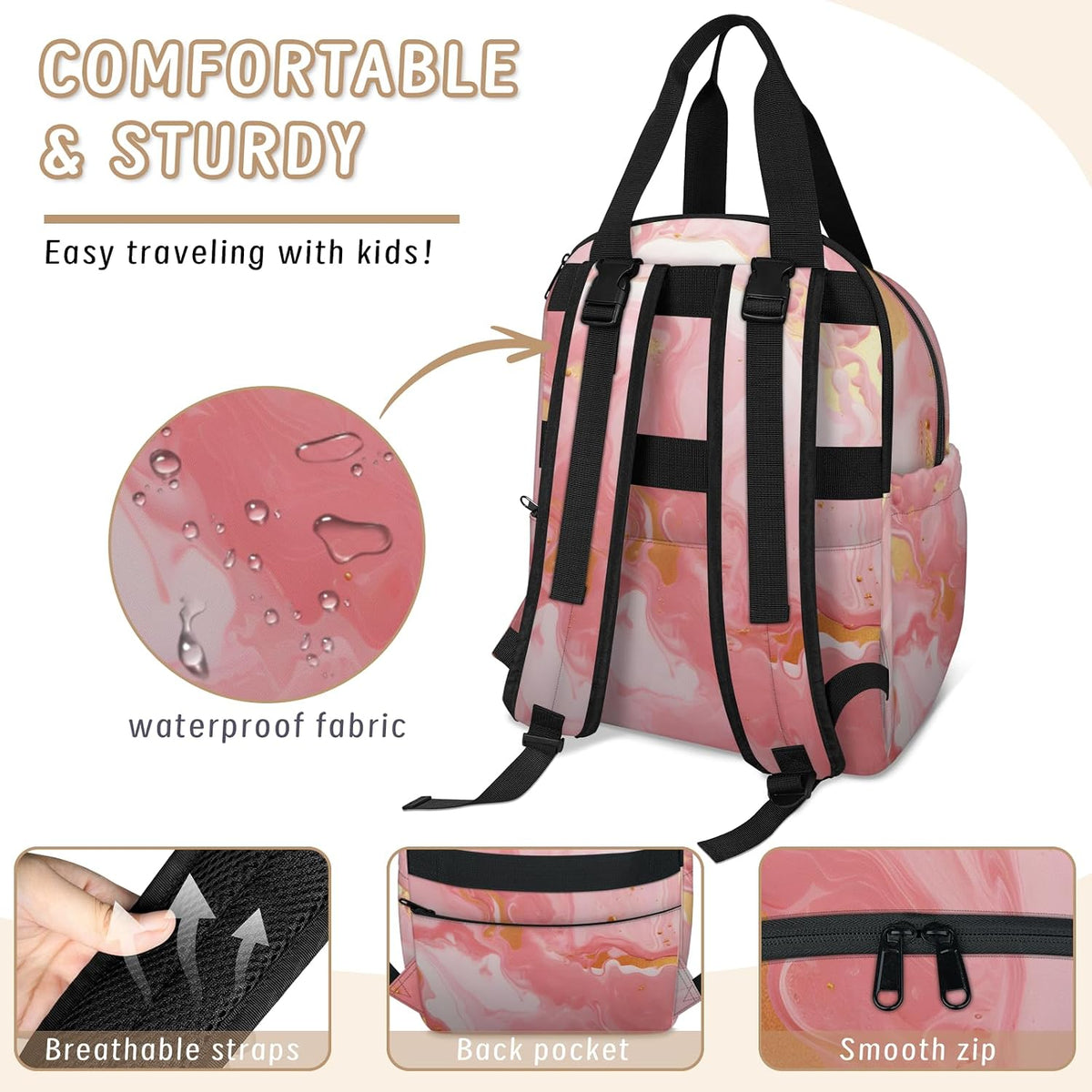 Colourful Leaves Diaper Bag Backpack for Travel, Waterproof Diaper Bag with Insulated Bottle Pockets & USB Port, Large Capacity Baby Bag for Moms & Dads