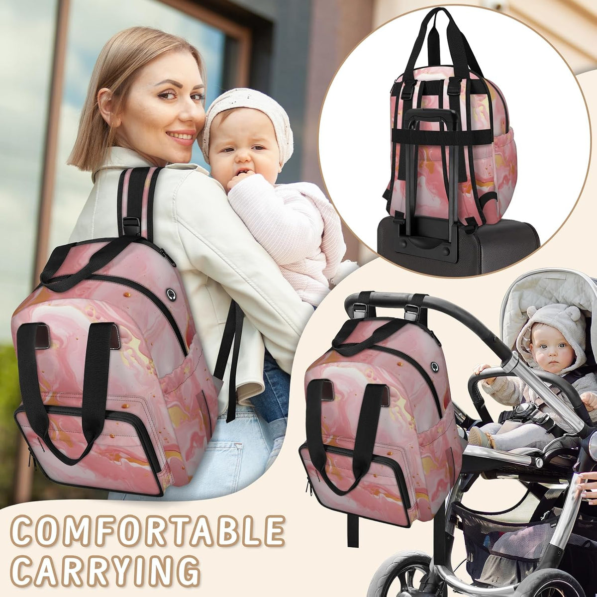 Colourful Leaves Diaper Bag Backpack for Travel, Waterproof Diaper Bag with Insulated Bottle Pockets & USB Port, Large Capacity Baby Bag for Moms & Dads