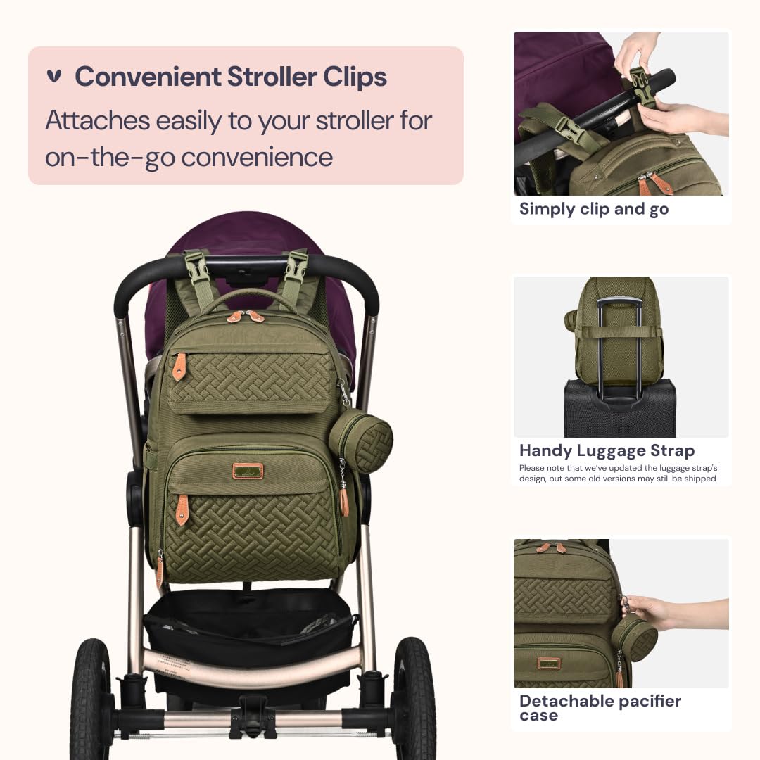 Diaper Bag Backpack - Travel Large Baby Diaper Bag with Changing pad, Waterproof Baby Bags for Mom & Dad, Unisex Bags with Pacifier Case, Luggage Strap & Stroller Clips– Light Gray