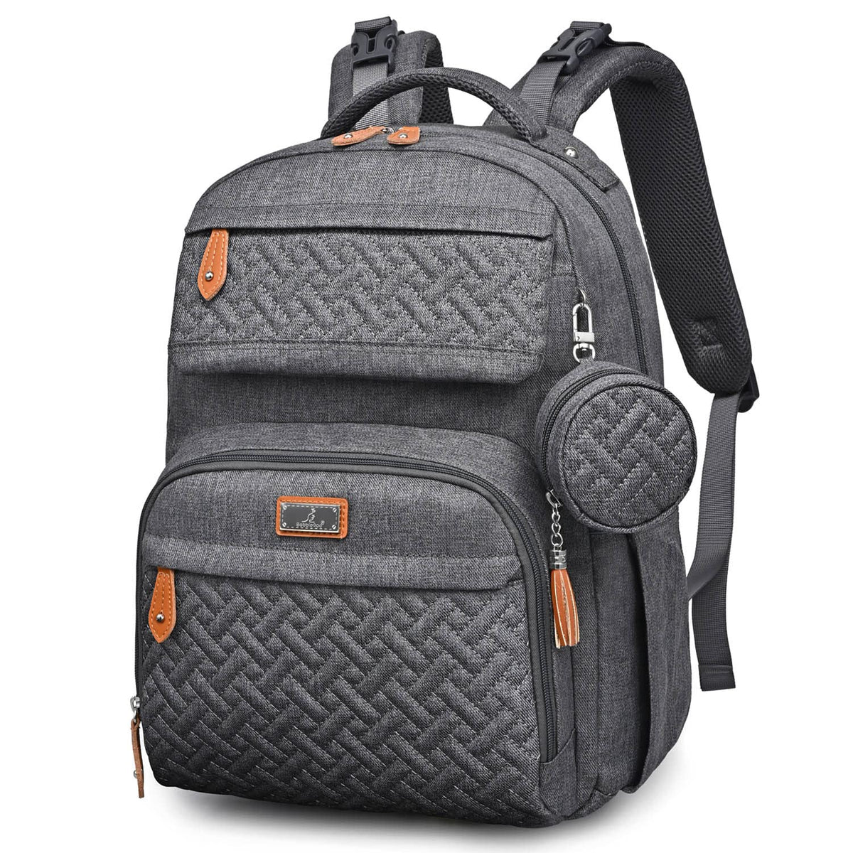 Diaper Bag Backpack - Travel Large Baby Diaper Bag with Changing pad, Waterproof Baby Bags for Mom & Dad, Unisex Bags with Pacifier Case, Luggage Strap & Stroller Clips– Light Gray