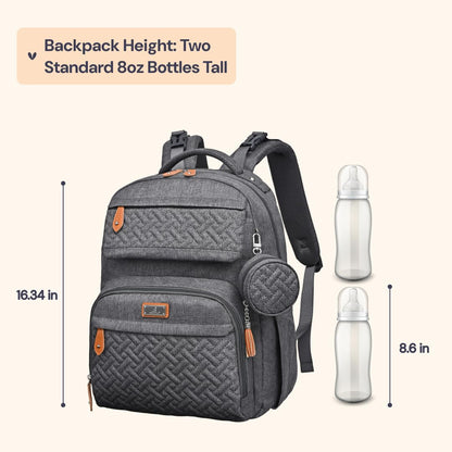 Diaper Bag Backpack - Travel Large Baby Diaper Bag with Changing pad, Waterproof Baby Bags for Mom & Dad, Unisex Bags with Pacifier Case, Luggage Strap & Stroller Clips– Light Gray