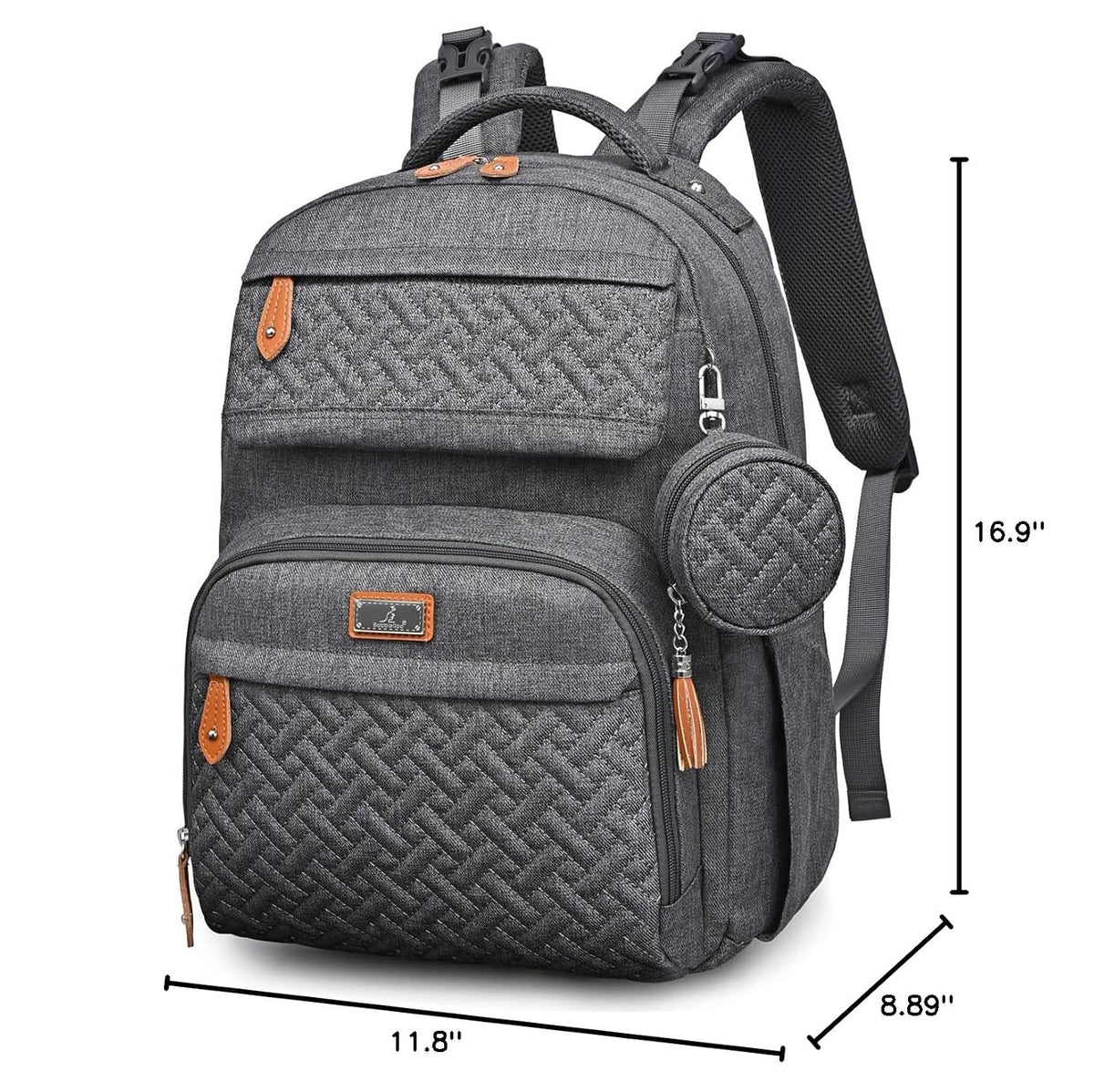 Diaper Bag Backpack - Travel Large Baby Diaper Bag with Changing pad, Waterproof Baby Bags for Mom & Dad, Unisex Bags with Pacifier Case, Luggage Strap & Stroller Clips– Light Gray