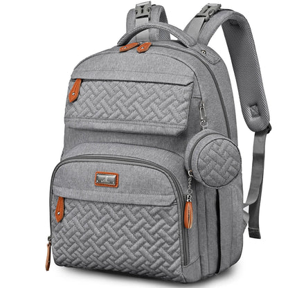Diaper Bag Backpack - Travel Large Baby Diaper Bag with Changing pad, Waterproof Baby Bags for Mom & Dad, Unisex Bags with Pacifier Case, Luggage Strap & Stroller Clips– Light Gray