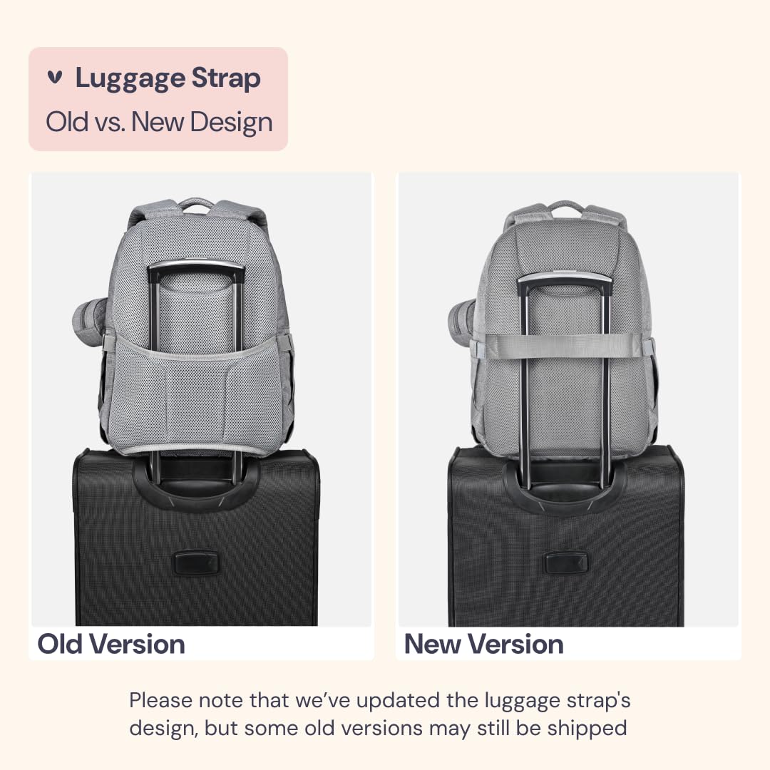 Diaper Bag Backpack - Travel Large Baby Diaper Bag with Changing pad, Waterproof Baby Bags for Mom & Dad, Unisex Bags with Pacifier Case, Luggage Strap & Stroller Clips– Light Gray