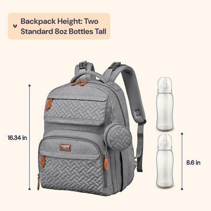 Diaper Bag Backpack - Travel Large Baby Diaper Bag with Changing pad, Waterproof Baby Bags for Mom & Dad, Unisex Bags with Pacifier Case, Luggage Strap & Stroller Clips– Light Gray