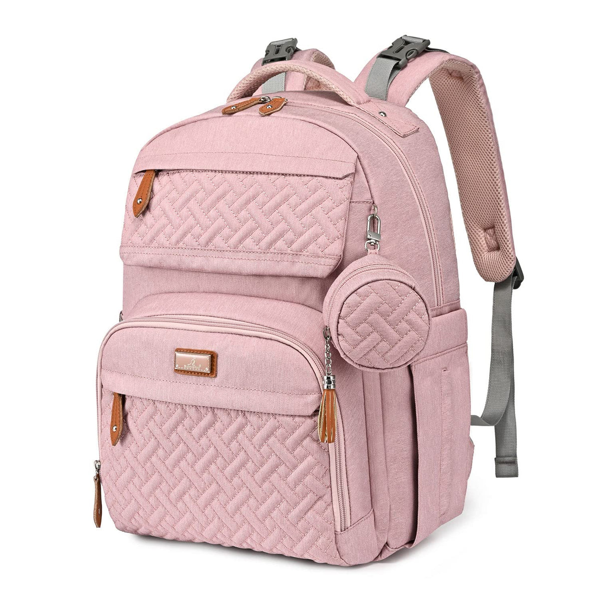Diaper Bag Backpack - Travel Large Baby Diaper Bag with Changing pad, Waterproof Baby Bags for Mom & Dad, Unisex Bags with Pacifier Case, Luggage Strap & Stroller Clips– Light Gray