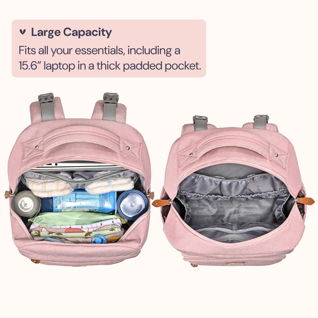 Diaper Bag Backpack - Travel Large Baby Diaper Bag with Changing pad, Waterproof Baby Bags for Mom & Dad, Unisex Bags with Pacifier Case, Luggage Strap & Stroller Clips– Light Gray
