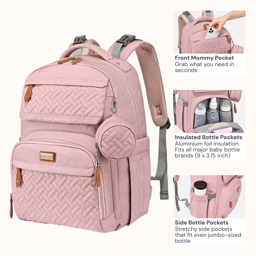 Diaper Bag Backpack - Travel Large Baby Diaper Bag with Changing pad, Waterproof Baby Bags for Mom & Dad, Unisex Bags with Pacifier Case, Luggage Strap & Stroller Clips– Light Gray