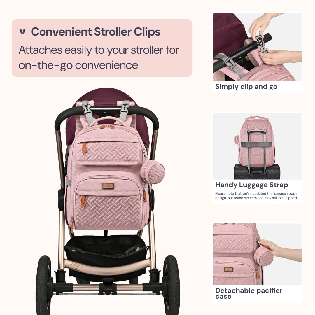 Diaper Bag Backpack - Travel Large Baby Diaper Bag with Changing pad, Waterproof Baby Bags for Mom & Dad, Unisex Bags with Pacifier Case, Luggage Strap & Stroller Clips– Light Gray