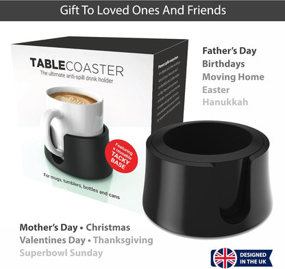 TableCoaster - Original Anti-Spill Table and Desk Cup Holder, Glacier White - RV and Boat Drink Holder, A Tip-Proof Coaster with Tacky Base and Walled Profile to Prevent Spilled Drinks