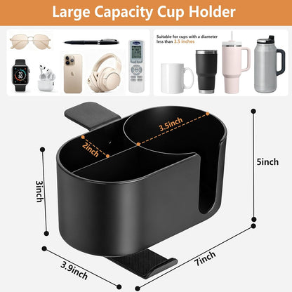 Desk Cup Holder Clamp, Anti-Spill Clip On Table Cup Holder Rotatable | Water Bottle Stand Drink Coffee Mug Storage, Office Accessories for Home and School (Black)