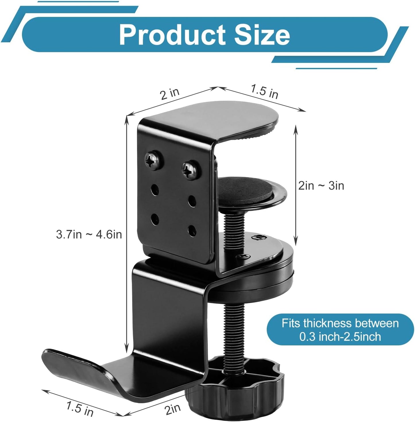 Desk Cup Holder Clamp, Anti-Spill Clip On Table Cup Holder Rotatable | Water Bottle Stand Drink Coffee Mug Storage, Office Accessories for Home and School (Black)