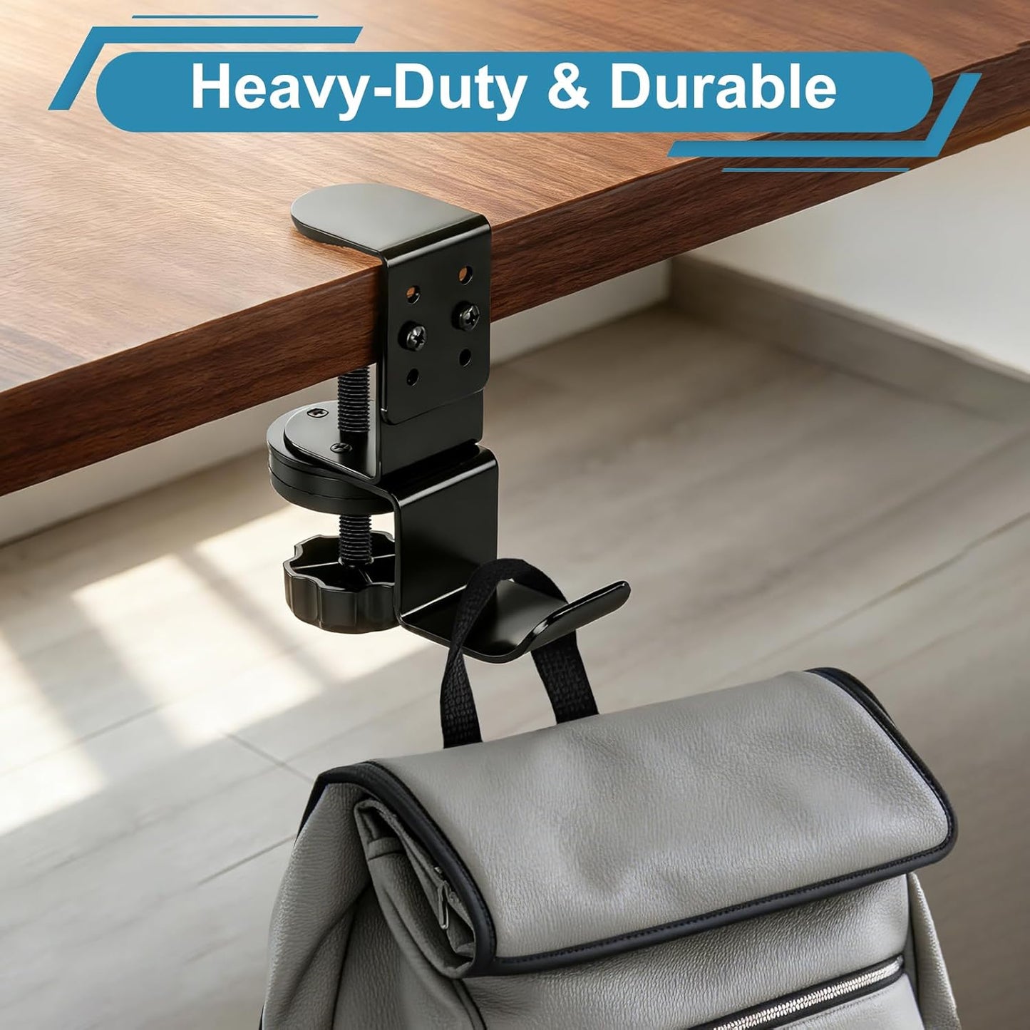 Desk Cup Holder Clamp, Anti-Spill Clip On Table Cup Holder Rotatable | Water Bottle Stand Drink Coffee Mug Storage, Office Accessories for Home and School (Black)