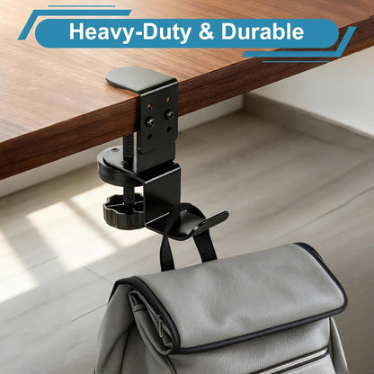 Desk Cup Holder Clamp, Anti-Spill Clip On Table Cup Holder Rotatable | Water Bottle Stand Drink Coffee Mug Storage, Office Accessories for Home and School (Black)