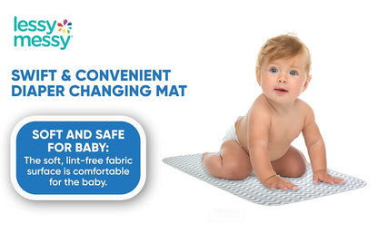Portable Diaper Changing Mat - Extra Large Waterproof Travel Changing Pad | Machine Washable & Dryer Safe | Wipeable Baby Changing Mat for Nursery, Car, & On-The-Go (Grey)