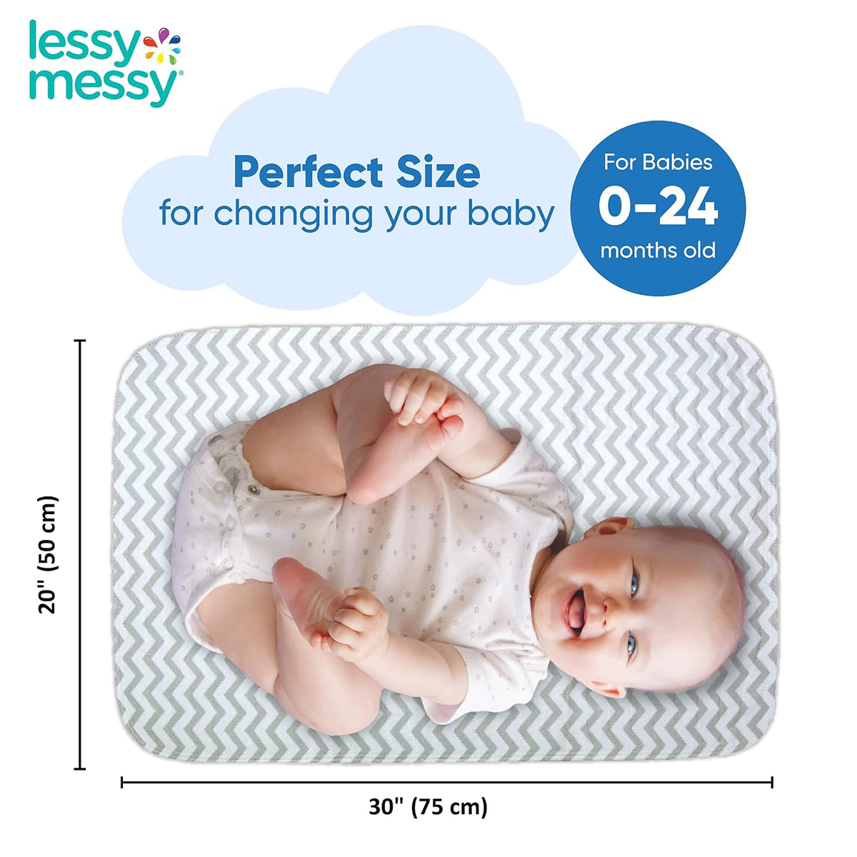 Portable Diaper Changing Mat - Extra Large Waterproof Travel Changing Pad | Machine Washable & Dryer Safe | Wipeable Baby Changing Mat for Nursery, Car, & On-The-Go (Grey)