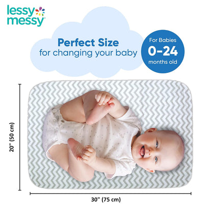 Portable Diaper Changing Mat - Extra Large Waterproof Travel Changing Pad | Machine Washable & Dryer Safe | Wipeable Baby Changing Mat for Nursery, Car, & On-The-Go (Grey)