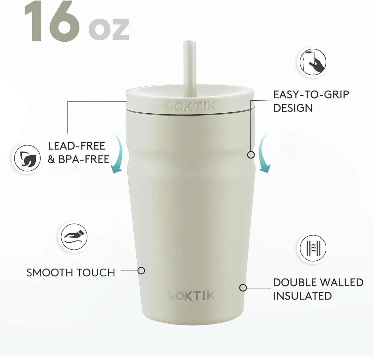 24oz Insulated Tumbler with Lid and Straw Iced Coffee Cup Reusable Stainless Steel Travel Mug Water Bottle Cupholder Friendly for Women Men Her Him (Bay Leaf)