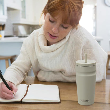 24oz Insulated Tumbler with Lid and Straw Iced Coffee Cup Reusable Stainless Steel Travel Mug Water Bottle Cupholder Friendly for Women Men Her Him (Bay Leaf)