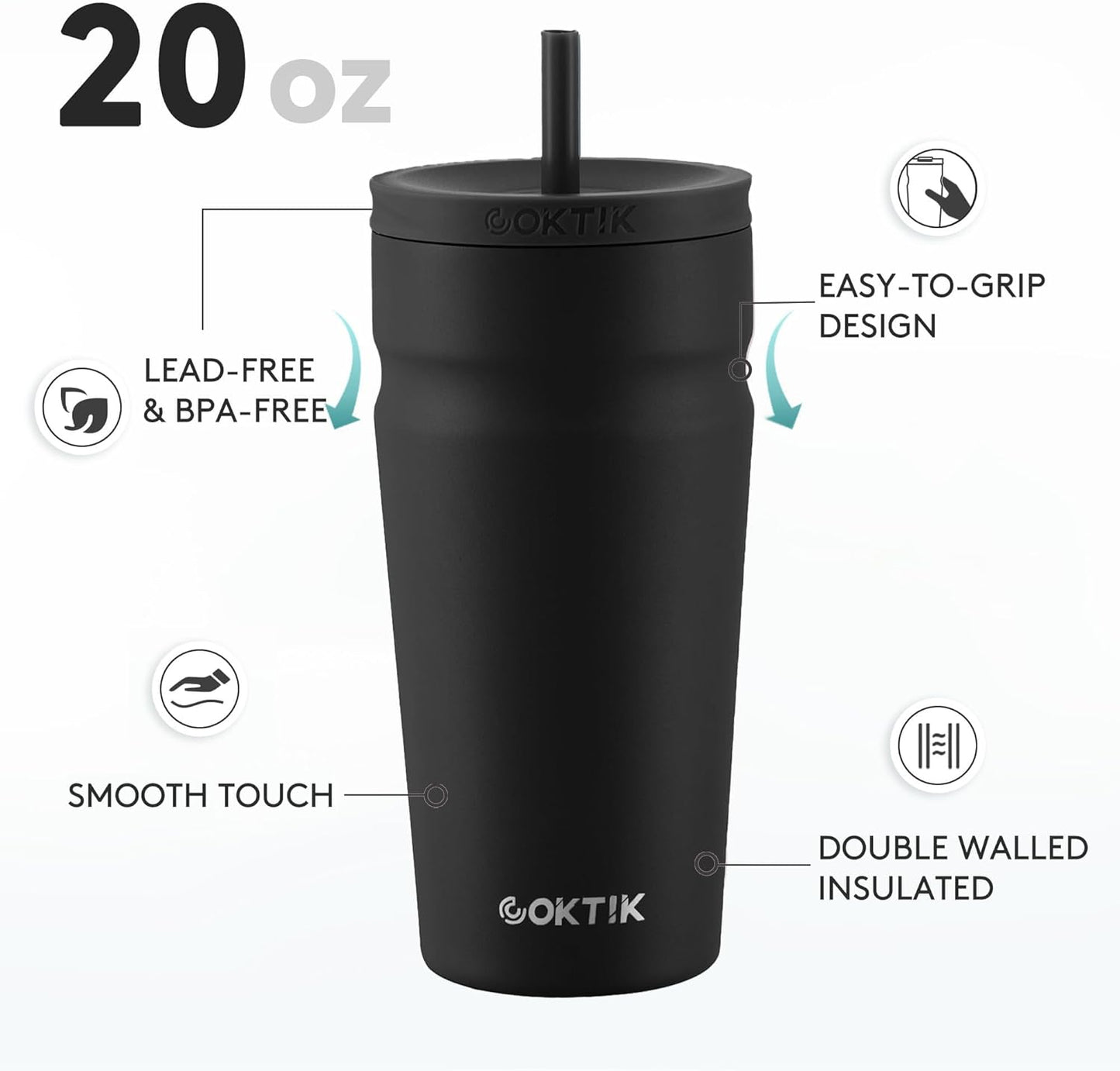 24oz Insulated Tumbler with Lid and Straw Iced Coffee Cup Reusable Stainless Steel Travel Mug Water Bottle Cupholder Friendly for Women Men Her Him (Bay Leaf)