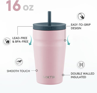 24oz Insulated Tumbler with Lid and Straw Iced Coffee Cup Reusable Stainless Steel Travel Mug Water Bottle Cupholder Friendly for Women Men Her Him (Bay Leaf)