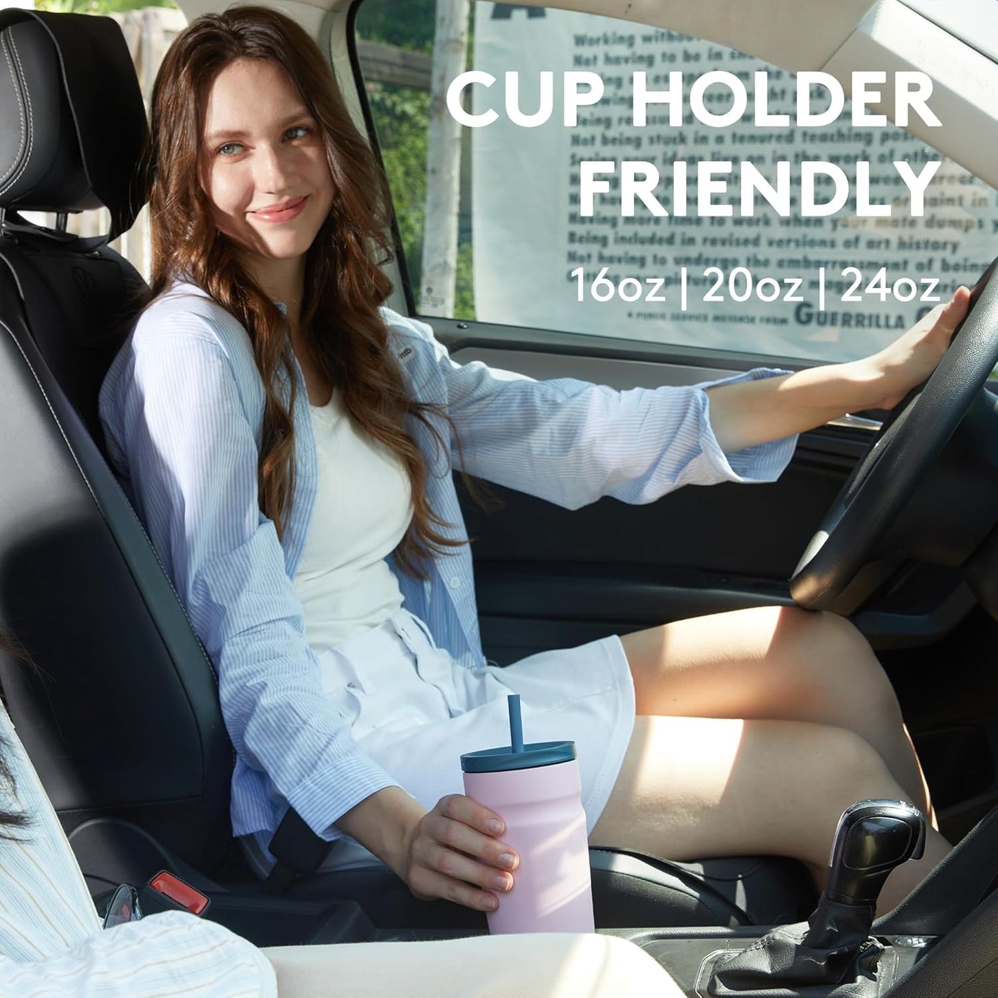 24oz Insulated Tumbler with Lid and Straw Iced Coffee Cup Reusable Stainless Steel Travel Mug Water Bottle Cupholder Friendly for Women Men Her Him (Bay Leaf)