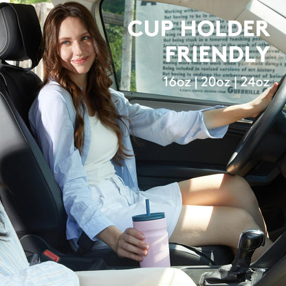 24oz Insulated Tumbler with Lid and Straw Iced Coffee Cup Reusable Stainless Steel Travel Mug Water Bottle Cupholder Friendly for Women Men Her Him (Bay Leaf)