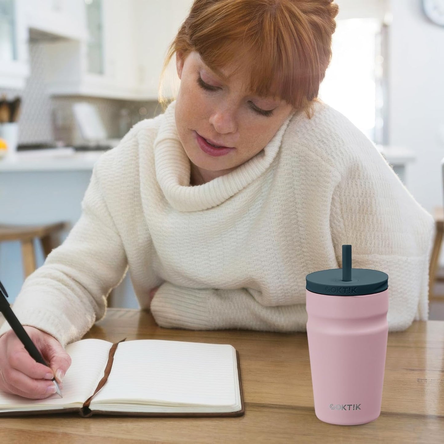 24oz Insulated Tumbler with Lid and Straw Iced Coffee Cup Reusable Stainless Steel Travel Mug Water Bottle Cupholder Friendly for Women Men Her Him (Bay Leaf)