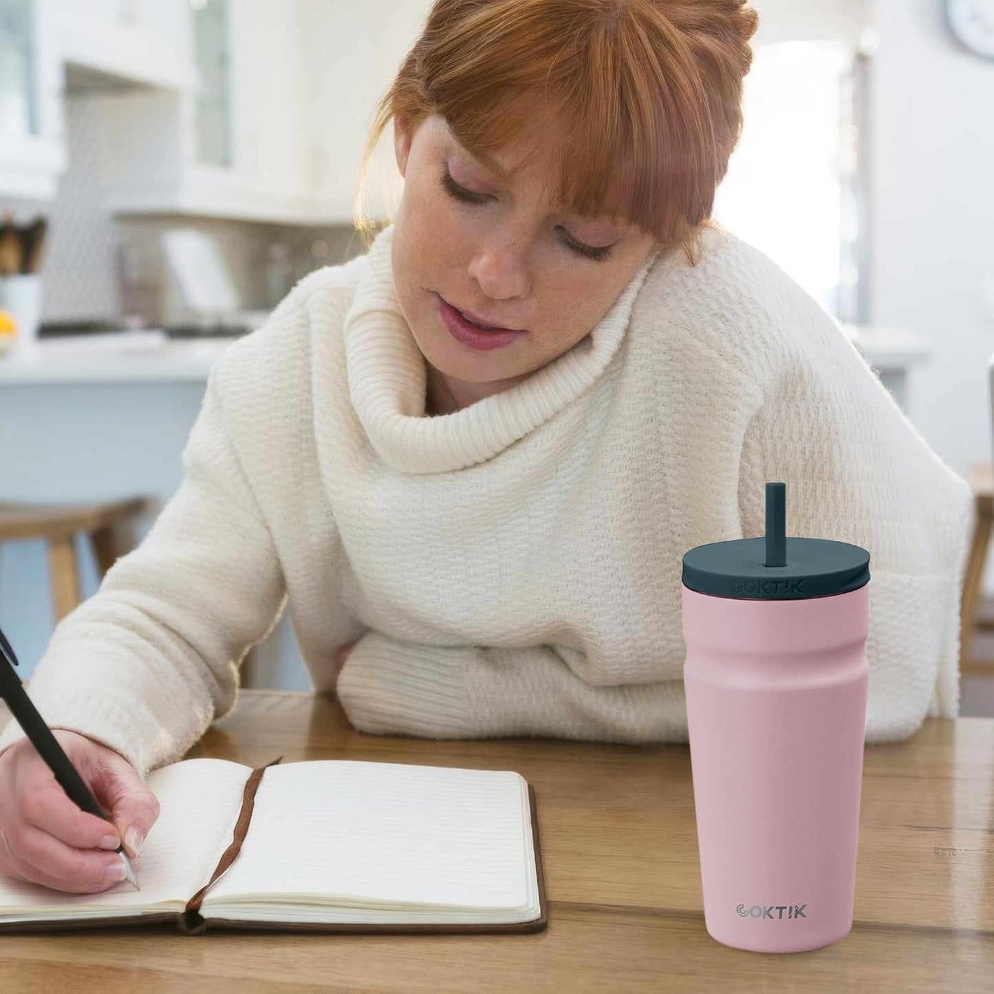 24oz Insulated Tumbler with Lid and Straw Iced Coffee Cup Reusable Stainless Steel Travel Mug Water Bottle Cupholder Friendly for Women Men Her Him (Bay Leaf)