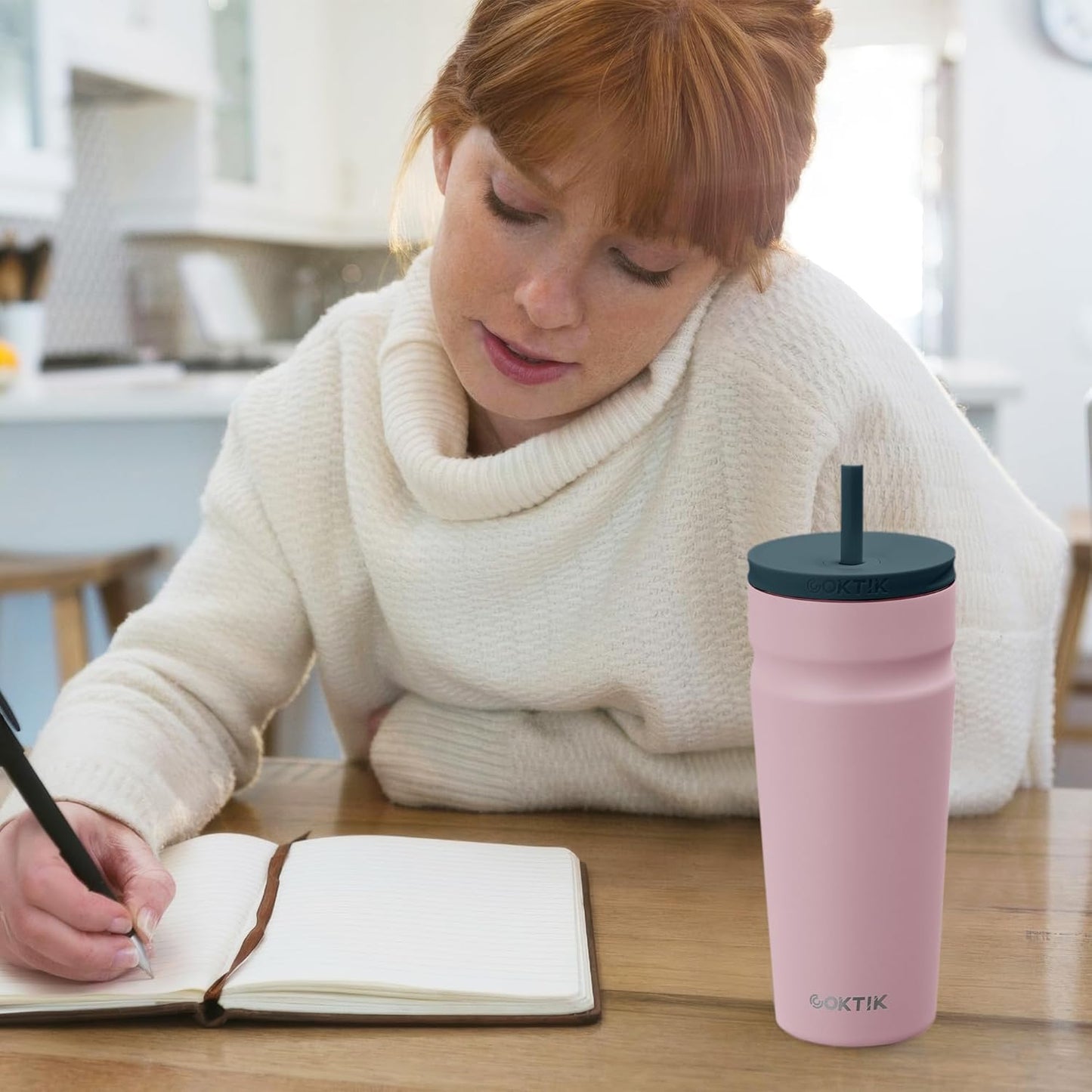 24oz Insulated Tumbler with Lid and Straw Iced Coffee Cup Reusable Stainless Steel Travel Mug Water Bottle Cupholder Friendly for Women Men Her Him (Bay Leaf)