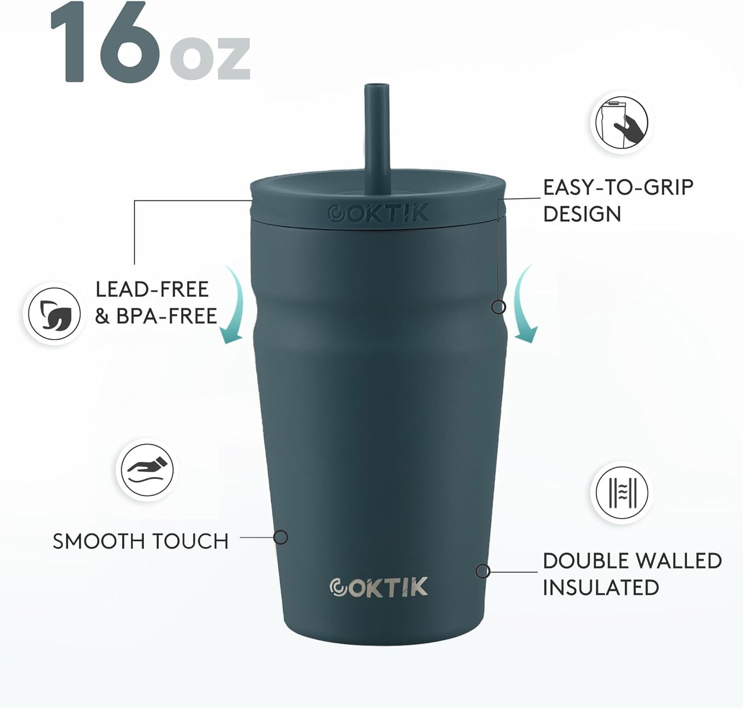 24oz Insulated Tumbler with Lid and Straw Iced Coffee Cup Reusable Stainless Steel Travel Mug Water Bottle Cupholder Friendly for Women Men Her Him (Bay Leaf)
