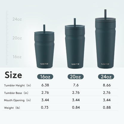 24oz Insulated Tumbler with Lid and Straw Iced Coffee Cup Reusable Stainless Steel Travel Mug Water Bottle Cupholder Friendly for Women Men Her Him (Bay Leaf)