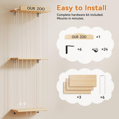 Stuffed Animal Storage Organizer: Wall Mount 3-Tier Display Holder