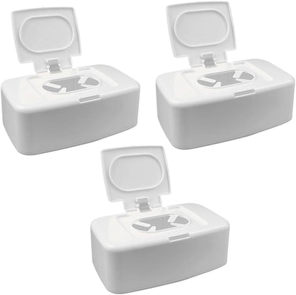 Baby Wipes Box Dispenser Diaper Wipes Dispenser, 3pcs Tissue Storage Box Case Refillable Dispenser Holder Baby Wipes Container with Lid for Home Office Cars