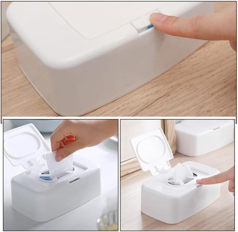 Baby Wipes Box Dispenser Diaper Wipes Dispenser, 3pcs Tissue Storage Box Case Refillable Dispenser Holder Baby Wipes Container with Lid for Home Office Cars