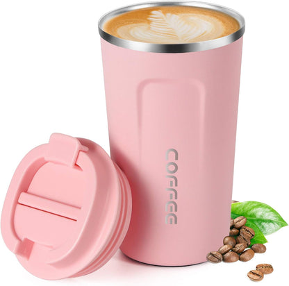 12oz (380ml) Vacuum Insulated Coffee Travel Mug, Leak proof Double Wall Stainless Steel Reusable Cup with Lid, Thermal Tumbler for Hot and Cold Drinks, Matte Texture Black