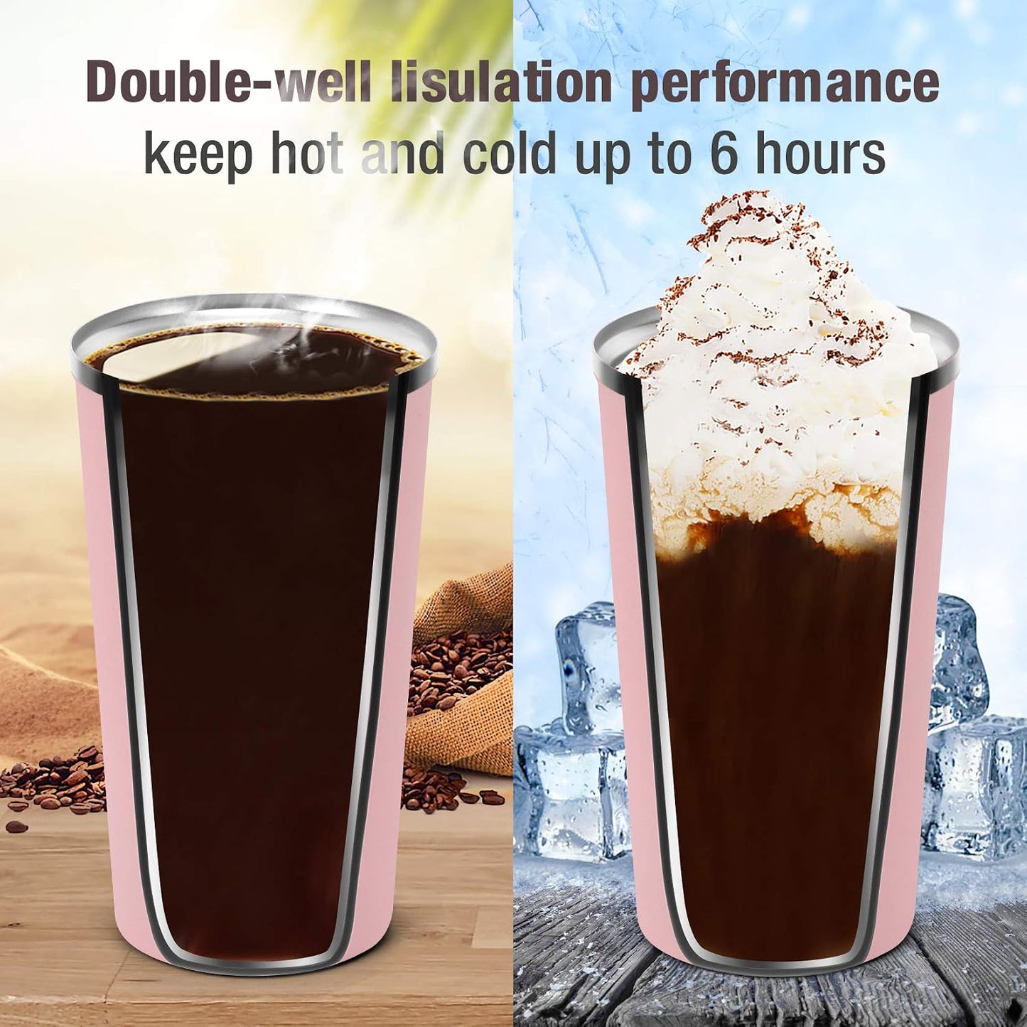 12oz (380ml) Vacuum Insulated Coffee Travel Mug, Leak proof Double Wall Stainless Steel Reusable Cup with Lid, Thermal Tumbler for Hot and Cold Drinks, Matte Texture Black