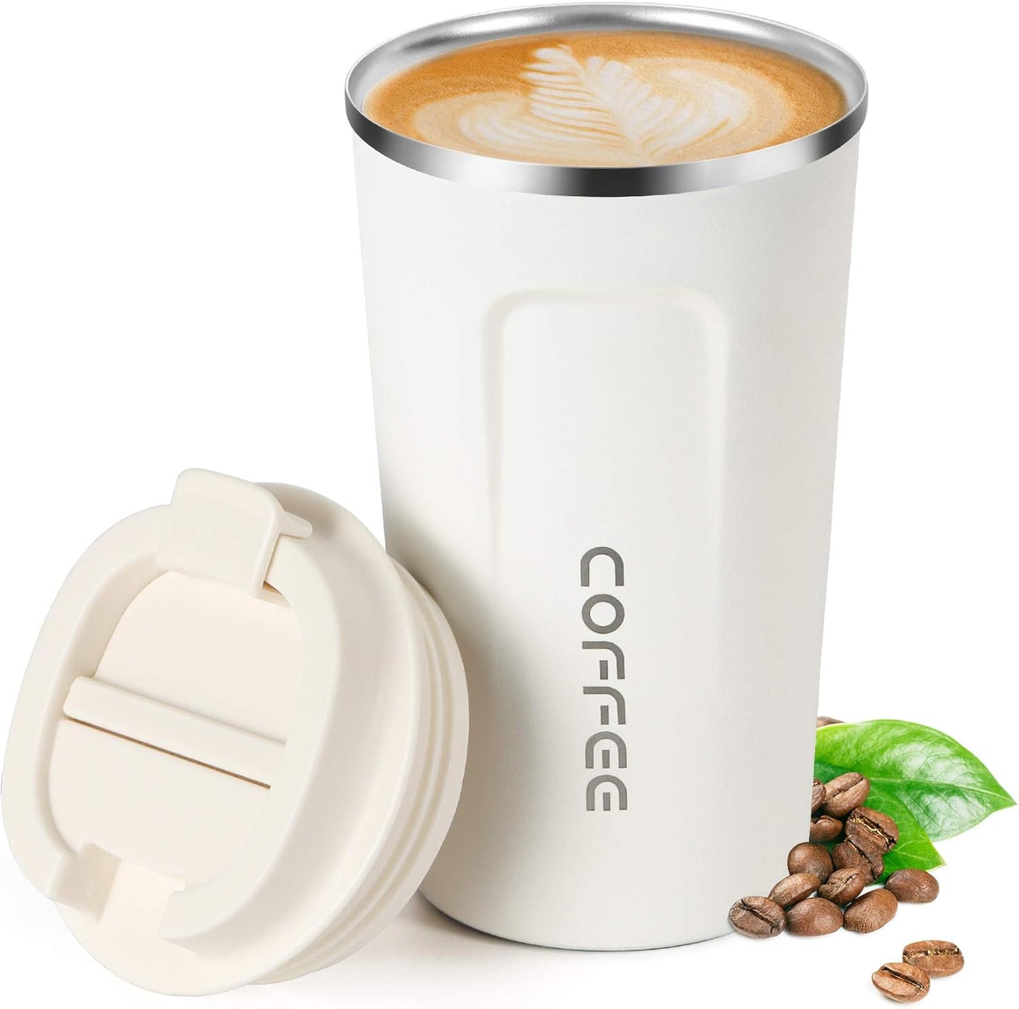 12oz (380ml) Vacuum Insulated Coffee Travel Mug, Leak proof Double Wall Stainless Steel Reusable Cup with Lid, Thermal Tumbler for Hot and Cold Drinks, Matte Texture Black