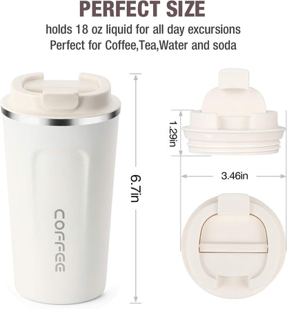 12oz (380ml) Vacuum Insulated Coffee Travel Mug, Leak proof Double Wall Stainless Steel Reusable Cup with Lid, Thermal Tumbler for Hot and Cold Drinks, Matte Texture Black