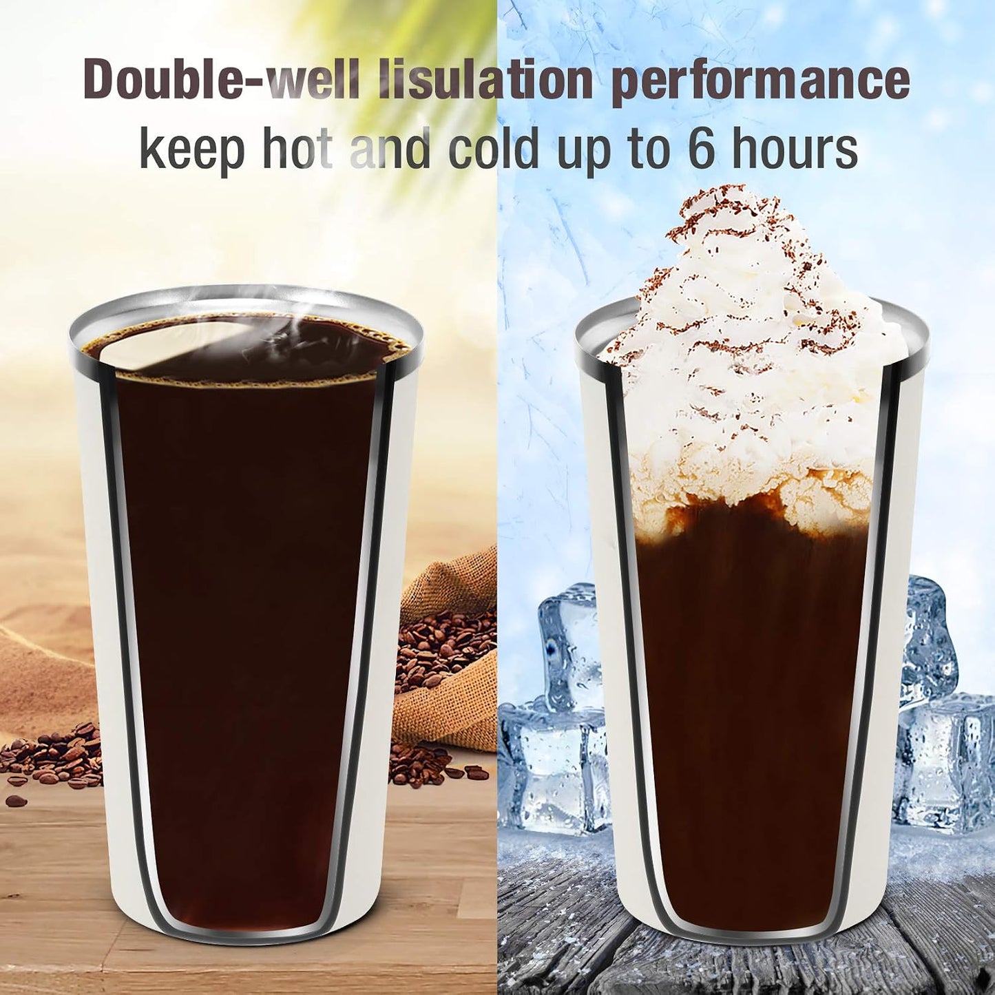 12oz (380ml) Vacuum Insulated Coffee Travel Mug, Leak proof Double Wall Stainless Steel Reusable Cup with Lid, Thermal Tumbler for Hot and Cold Drinks, Matte Texture Black