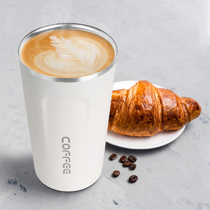 12oz (380ml) Vacuum Insulated Coffee Travel Mug, Leak proof Double Wall Stainless Steel Reusable Cup with Lid, Thermal Tumbler for Hot and Cold Drinks, Matte Texture Black