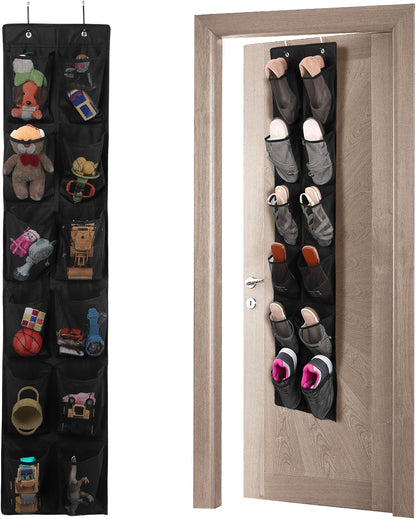 Over the Door 12 Pocket Hanging Shoe Organizer, Gray