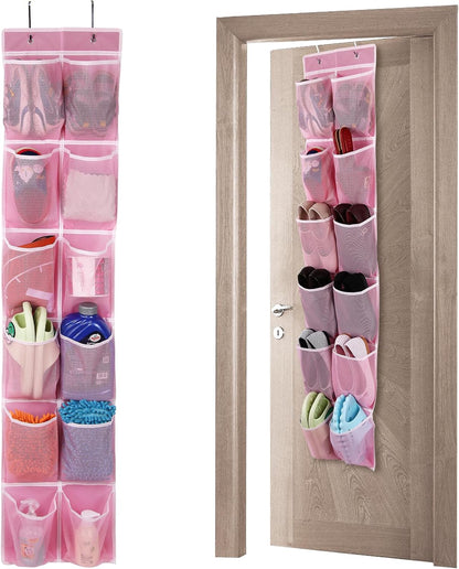 Over the Door 12 Pocket Hanging Shoe Organizer, Gray